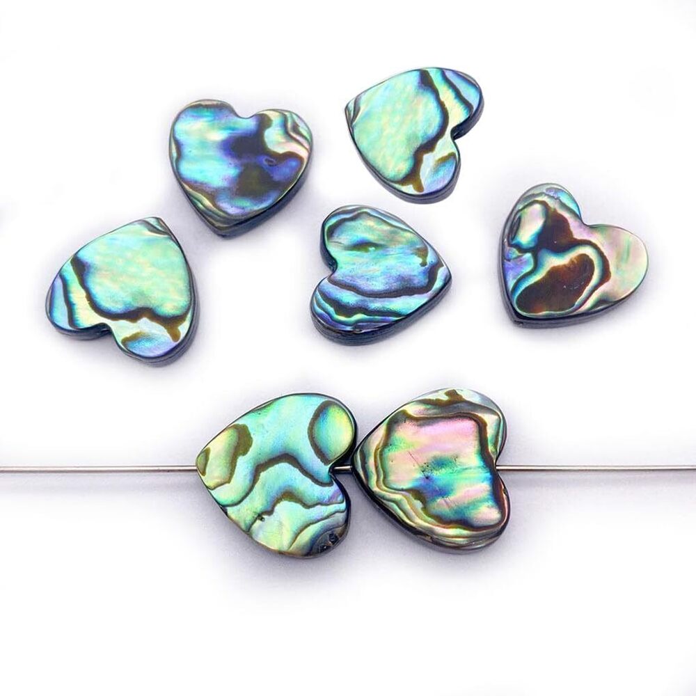 9633 20PCS Heart Beads Abalone Shell Beads Natural Abalone Flat Loose Beads